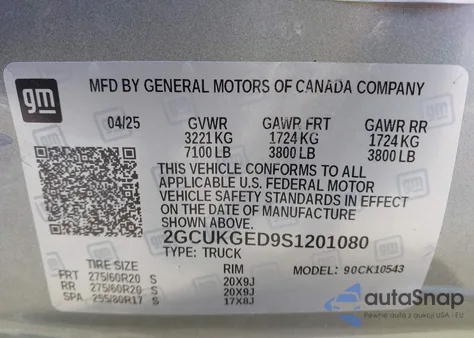 2025 Chevrolet Silverado 1500 4Wd Short Bed Ltz из США, поврежденный, VIN 2GCUKGED9S1201080